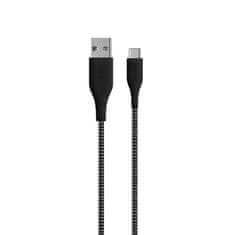 Puro PURO Fabric Ultra Strong - Heavy duty pleteni kabel USB-A / USB-C 2m (črn)