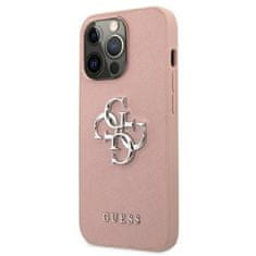 Guess Guess Saffiano 4G Big Silver Logo - Ohišje za iPhone 13 Pro Max (roza)