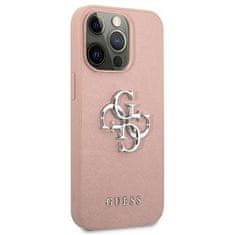 Guess Guess Saffiano 4G Big Silver Logo - Ohišje za iPhone 13 Pro Max (roza)