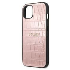 Guess Guess Croco Stamp Lines - ovitek za iPhone 13 (roza)