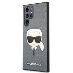 Karl Lagerfeld Karl Lagerfeld Saffiano Ikonik Karl`s Head - ovitek za Samsung Galaxy S22 Ultra (srebrn)