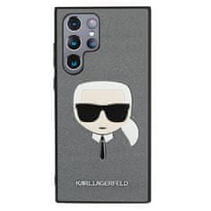 Karl Lagerfeld Karl Lagerfeld Saffiano Ikonik Karl`s Head - ovitek za Samsung Galaxy S22 Ultra (srebrn)