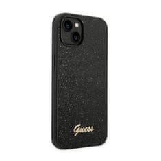 Guess Guess kovinski etui z logotipom Glitter Flakes - etui za iPhone 14 (črn)