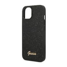 Guess Guess kovinski etui z logotipom Glitter Flakes - etui za iPhone 14 (črn)