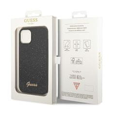 Guess Guess kovinski etui z logotipom Glitter Flakes - etui za iPhone 14 (črn)