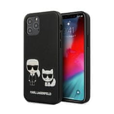 Karl Lagerfeld Karl Lagerfeld PU usnje z reliefom Karl &amp; Choupette - etui za iPhone 12 / iPhone 12 Pro (črno)