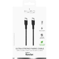 Puro PURO Fabric Ultra Strong - Heavy duty pleteni kabel USB-C / USB-C 2 m (črn)