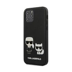 Karl Lagerfeld Karl Lagerfeld PU usnje z reliefom Karl &amp; Choupette - etui za iPhone 12 / iPhone 12 Pro (črno)