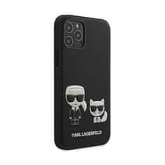 Karl Lagerfeld Karl Lagerfeld PU usnje z reliefom Karl &amp; Choupette - etui za iPhone 12 / iPhone 12 Pro (črno)