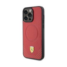 Ferrari Ferrari Carbon Metal Logo MagSafe - ohišje za iPhone 15 Pro Max (rdeče)