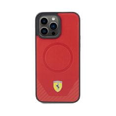 Ferrari Ferrari Carbon Metal Logo MagSafe - ohišje za iPhone 15 Pro Max (rdeče)