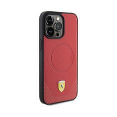 Ferrari Ferrari Carbon Metal Logo MagSafe - ohišje za iPhone 15 Pro Max (rdeče)