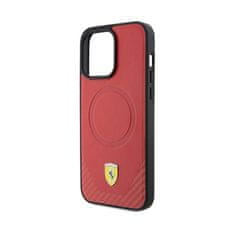 Ferrari Ferrari Carbon Metal Logo MagSafe - ohišje za iPhone 15 Pro Max (rdeče)