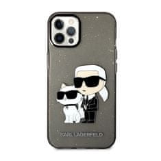 Karl Lagerfeld Karl Lagerfeld IML Glitter NFT Karl &amp; Choupette - Ohišje za iPhone 12 / iPhone 12 Pro (črno)