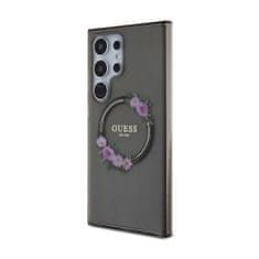 Guess Guess IML Flowers Wreath MagSafe - Samsung Galaxy S24 Ultra etui (črn)