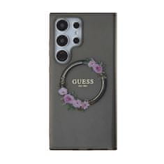 Guess Guess IML Flowers Wreath MagSafe - Samsung Galaxy S24 Ultra etui (črn)