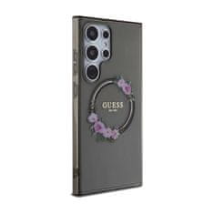 Guess Guess IML Flowers Wreath MagSafe - Samsung Galaxy S24 Ultra etui (črn)