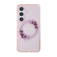 Guess Guess IML Flowers Wreath MagSafe - Ohišje za Samsung Galaxy S24 (roza)