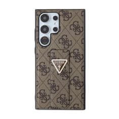 Guess Guess Grip Stand 4G Triangle Strass Logo - Ohišje za Samsung Galaxy S24 Ultra (rjavo)