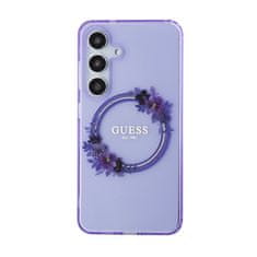 Guess Guess IML Flowers Wreath MagSafe - Ohišje za Samsung Galaxy S24 (vijolično)