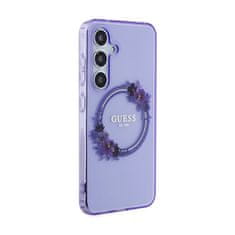 Guess Guess IML Flowers Wreath MagSafe - Ohišje za Samsung Galaxy S24 (vijolično)