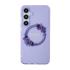 Guess Guess IML Flowers Wreath MagSafe - Ohišje za Samsung Galaxy S24+ (vijolično)