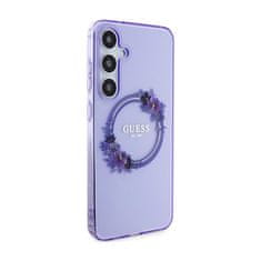 Guess Guess IML Flowers Wreath MagSafe - Ohišje za Samsung Galaxy S24+ (vijolično)