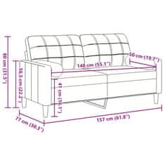 Vidaxl Kavč dvosed z okrasnimi blazinami moder 140 cm žamet