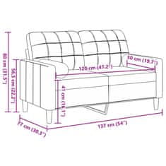 Vidaxl Kavč dvosed z okrasnimi blazinami črn 120 cm žamet