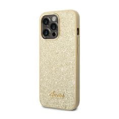 Guess Ohišje z logotipom Guess Glitter Flakes Metal - Ohišje za iPhone 14 Pro Max (zlato)