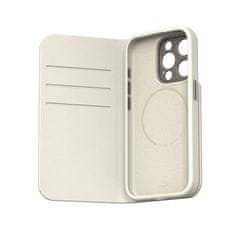 Moshi Moshi Overture MagSafe - Usnjeni ovitek 3-v-1 za iPhone 15 Pro (Eggnog White)