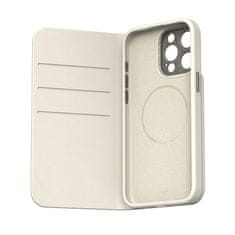 Moshi Moshi Overture MagSafe - Usnjeni ovitek 3-v-1 za iPhone 15 Pro Max (Eggnog White)