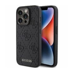 Guess Guess usnje 4G z žigom - Ohišje za iPhone 15 Pro Max (črno)