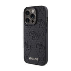 Guess Guess usnje 4G z žigom - Ohišje za iPhone 15 Pro Max (črno)