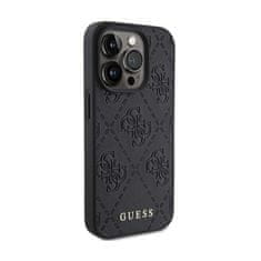 Guess Guess usnje 4G z žigom - Ohišje za iPhone 15 Pro Max (črno)