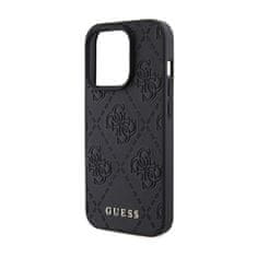 Guess Guess usnje 4G z žigom - Ohišje za iPhone 15 Pro Max (črno)