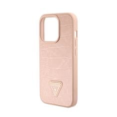 Guess Guess Croco Triangle Metal Logo - Ohišje za iPhone 15 Pro (roza)