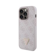 Guess Guess usnje 4G Triangle Strass - Ohišje za iPhone 15 Pro (roza)