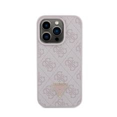 Guess Guess usnje 4G Triangle Strass - Ohišje za iPhone 15 Pro (roza)