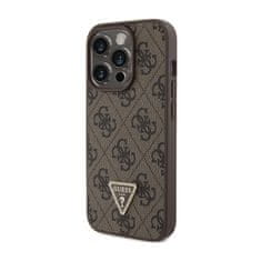 Guess Guess usnje 4G Triangle Strass - Ohišje za iPhone 15 Pro (rjavo)