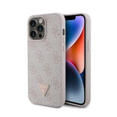 Guess Guess usnje 4G Triangle Strass - Ohišje za iPhone 15 Pro Max (roza)