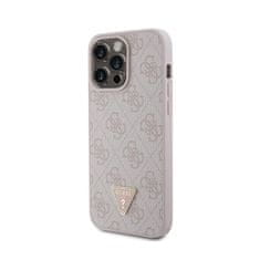 Guess Guess usnje 4G Triangle Strass - Ohišje za iPhone 15 Pro Max (roza)