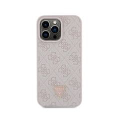 Guess Guess usnje 4G Triangle Strass - Ohišje za iPhone 15 Pro Max (roza)