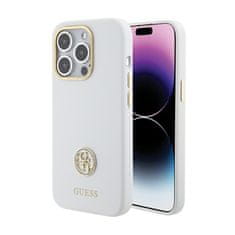 Guess Guess Silikonsko ohišje z logotipom Strass 4G - iPhone 15 Pro Max (belo)