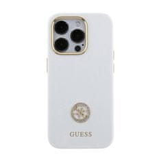 Guess Guess Silikonsko ohišje z logotipom Strass 4G - iPhone 15 Pro Max (belo)