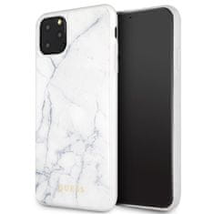 Guess Trdno ohišje iz kaljenega stekla Guess Marble - Ohišje za iPhone 11 Pro Max (belo)