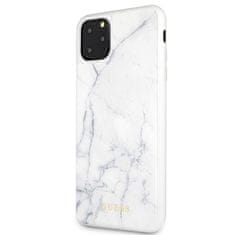 Guess Trdno ohišje iz kaljenega stekla Guess Marble - Ohišje za iPhone 11 Pro Max (belo)