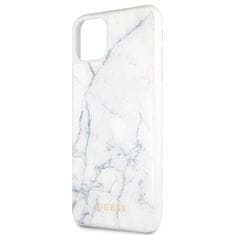 Guess Trdno ohišje iz kaljenega stekla Guess Marble - Ohišje za iPhone 11 Pro Max (belo)