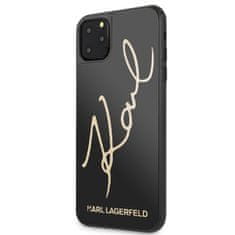 Karl Lagerfeld Karl Lagerfeld dvoslojno ohišje iz kaljenega stekla z bleščicami - ohišje za iPhone 11 Pro Max (črno)