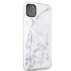 Guess Trdno ohišje iz kaljenega stekla Guess Marble - Ohišje za iPhone 11 Pro Max (belo)